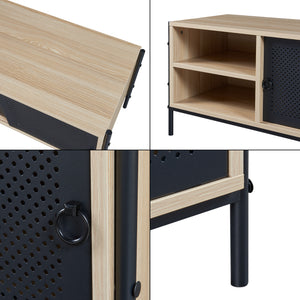 Szafka pod TV Tysnes 120x40x45 cm dąb/czarny [en.casa]