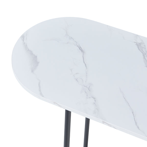 Stolik konsolowy Nordfron 120x40x75 cm marmur, biały [en.casa]