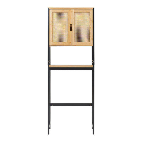 Szafka toaletowa Tervola 172x63x27 cm czarna/bambus [en.casa]