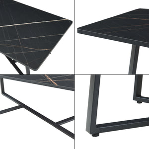 Stolik kawowy Riskiften 120x60x48 cm marmurowy wygląd, czarny [en.casa]