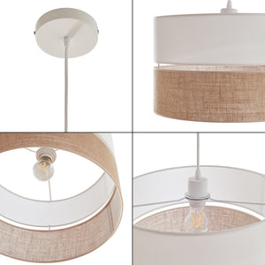 Lampa wisząca Barton o wyglądzie bieli i lnu [lux.pro]
