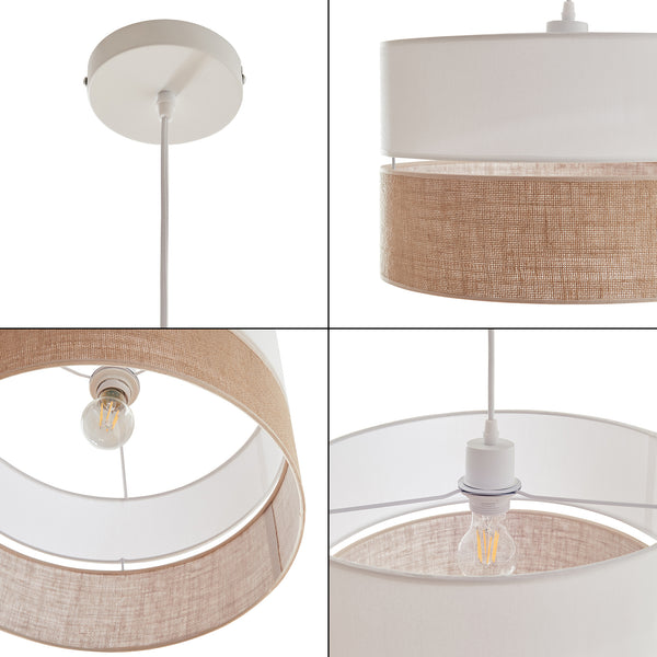 Lampa wisząca Barton o wyglądzie bieli i lnu [lux.pro]