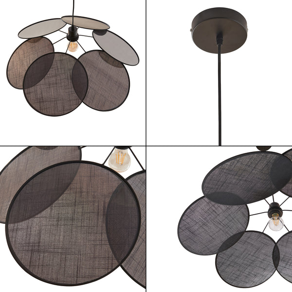 Lampa wisząca Blackwood czarny metal/tekstylia [lux.pro]