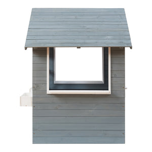 Domek dla dzieci Vesa 138x120x102 cm drewno jodłowe szary [casa.pro]