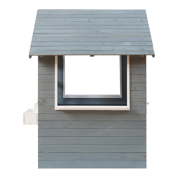 Domek dla dzieci Vesa 138x120x102 cm drewno jodłowe szary [casa.pro]