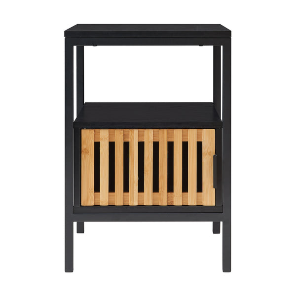 Stolik nocny Luniehti 58x40x33 cm czarny/natura [en.casa]