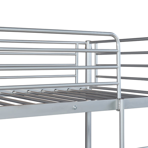 Łóżko piętrowe metalowe Soppsar z 2 materacami 200x90 cm srebrne [en.casa]