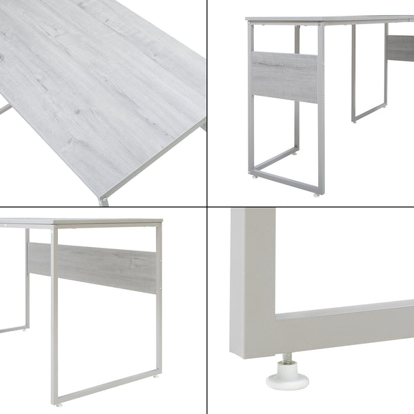 Biurko Karlstang w kształcie litery L 166x120x75 cm jasnoszare [en.casa]