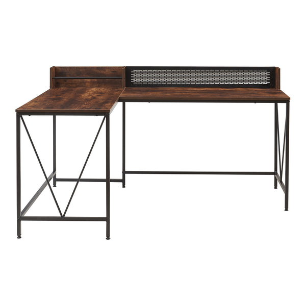 Biurko Frelvepirg z panelem tylnym w kształcie litery L 165x110x75 cm orzech [en.casa]