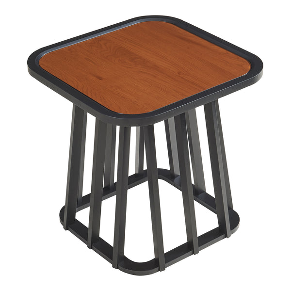 Stolik boczny Burgess 51x51x51 cm czarny/orzechowy [en.casa]