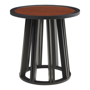 Stolik boczny Burgess 51xØ51 cm czarny/orzechowy [en.casa]
