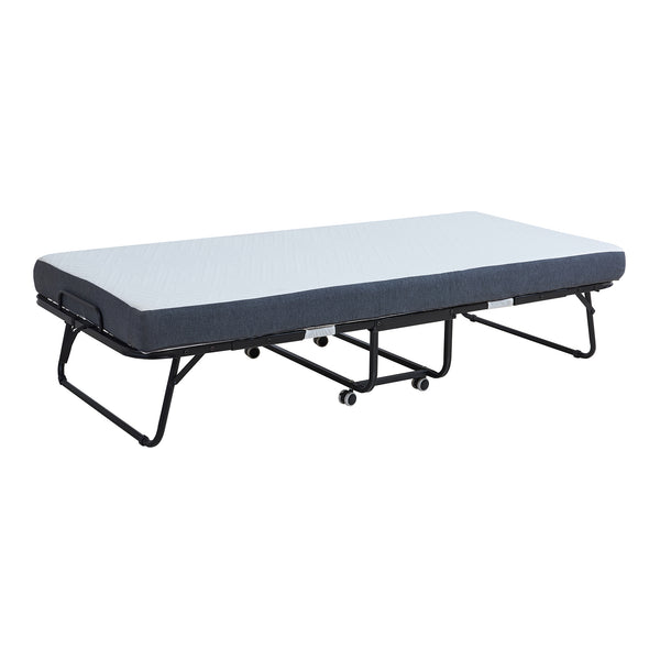 Metalowe łóżko składane Borjavle z materacem 200x90cm czarne [en.casa]