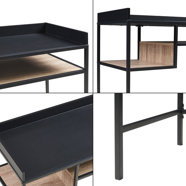 Biurko Belana 100x43x82 cm czarny/dąb [en.casa]