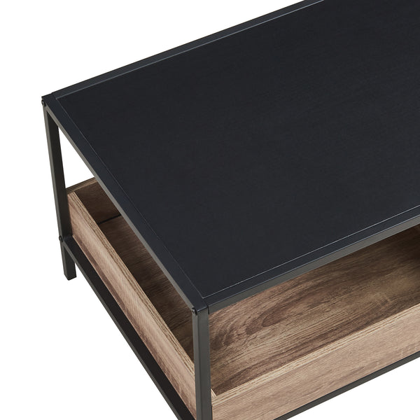 Stolik kawowy Belana 100x48x39 cm czarny/dębowy [en.casa]