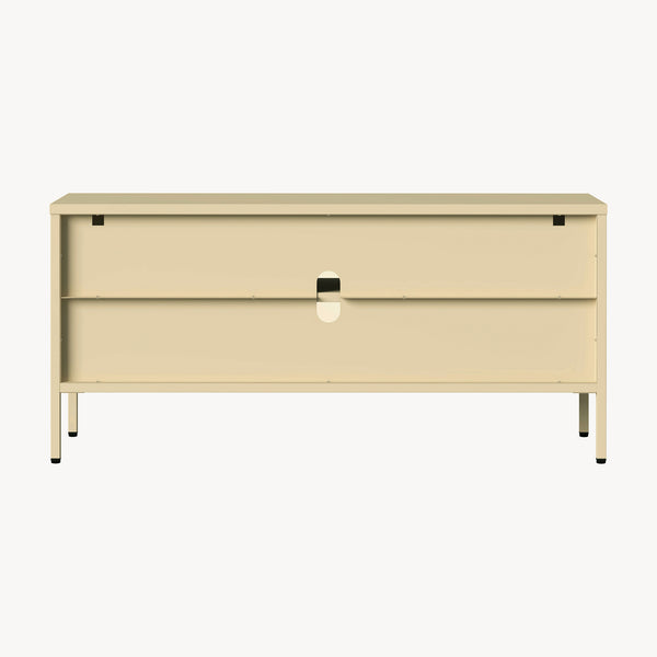 Witryna-komoda Klippestad stal 118x35x55 cm kolor wielbłądzi [en.casa]