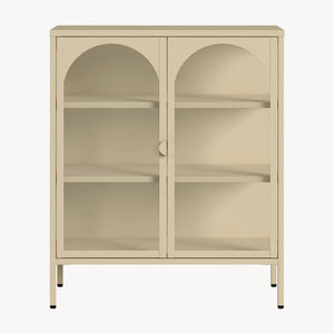 Witryna-komoda Klippestad stal 95x80x35 cm kolor wielbłądzi [en.casa]