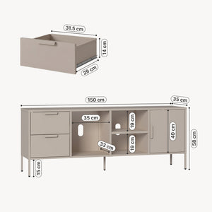 Szafka RTV Kliri Stahl 150x35x58 cm w kolorze wielbłądzim [en.casa]