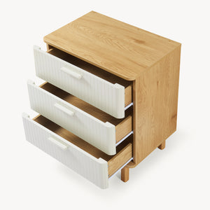 Komoda Ferrersp z 3 szufladami 70x60x40 cm dąb/kolory piasku [en.casa]
