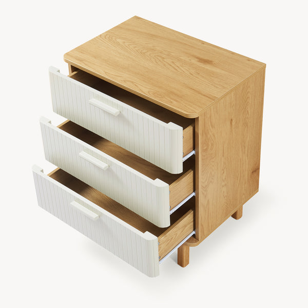 Komoda Ferrersp z 3 szufladami 70x60x40 cm dąb/kolory piasku [en.casa]