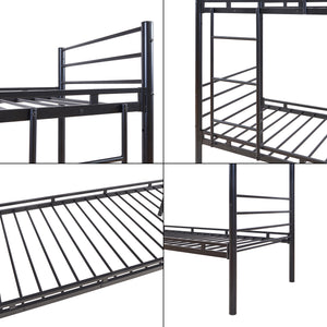 Bevapis metalowe łóżko piętrowe z 2 materacami 90x200 cm czarne [en.casa]