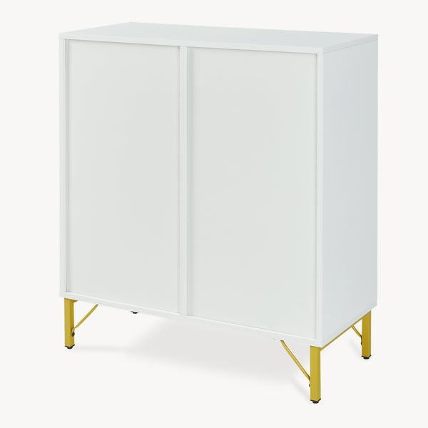 Sideboard Reyri 90x80x35 cm Biały/Złoty [en.casa]