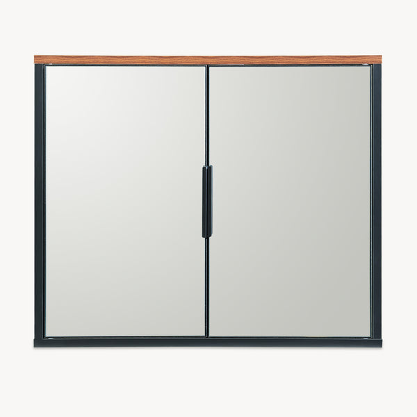 Szafka z lustrem Trond 50x60x15 cm Czarny/Orzechowy wygląd [en.casa]