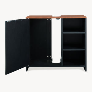 Szafka pod umywalkę Trond 60x66x30 cm Czarny/Orzechowy wygląd [en.casa]
