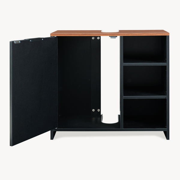 Szafka pod umywalkę Trond 60x66x30 cm Czarny/Orzechowy wygląd [en.casa]
