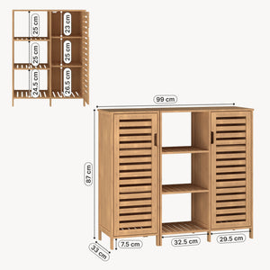 Szafka boczna Hakseri 2-częściowa 87x99x33 cm bambus naturalny [en.casa]