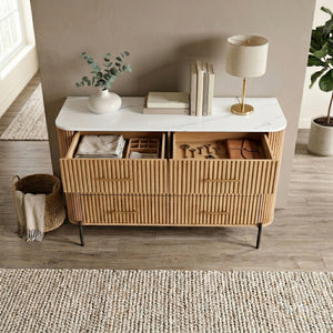 Komoda Kokunse z 6 szufladami 120x42x78 cm w dekorze dębowym [en.casa]