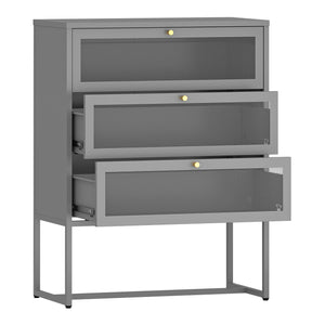 Szafka biurowa Sund z 3 szufladami 105x80x40 cm Szara [en.casa]