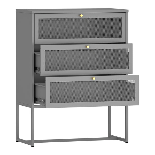 Szafka biurowa Sund z 3 szufladami 105x80x40 cm Szara [en.casa]