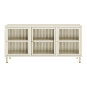 Szafka pod TV Lindau stal 120x40x59 cm kremowa biel [en.casa]