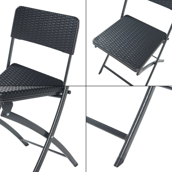 Zestaw krzeseł składanych Mark 2-częściowy rattan, czarny [en.casa]