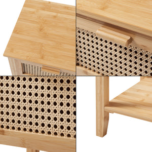 Stolik nocny Leirfjord 60x40x35 cm bambus natura [en.casa]