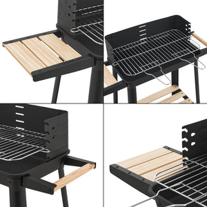 Wózek do grilla Ari 78x86x30cm czarny/bambus [casa.pro]