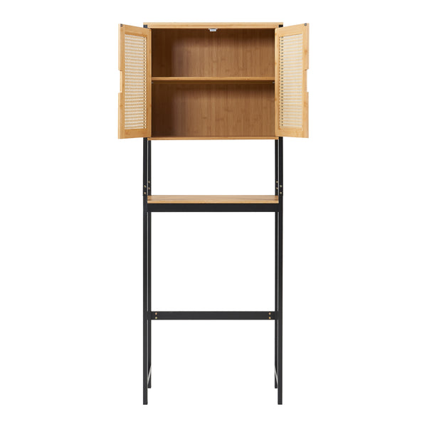 Szafka toaletowa Tervola 172x63x27 cm czarna/bambus [en.casa]