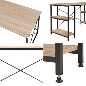 Biurko Klirurud z 2 półkami w kształcie litery L 150x150x75 cm dąb [en.casa]
