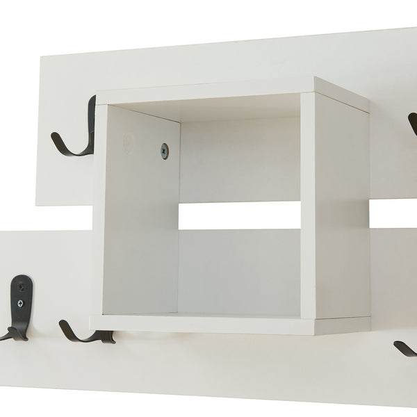 Wieszak ścienny Vänd z półką 32x60x14 cm Biały [en.casa]