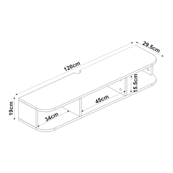 Wisząca szafka RTV Oundsvas 120x30x19 cm biała [en.casa]