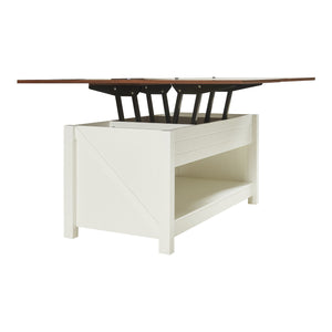 Stolik kawowy Kasama z podnoszonym blatem i schowkiem 110x55x54 cm orzech/biały [en.casa]