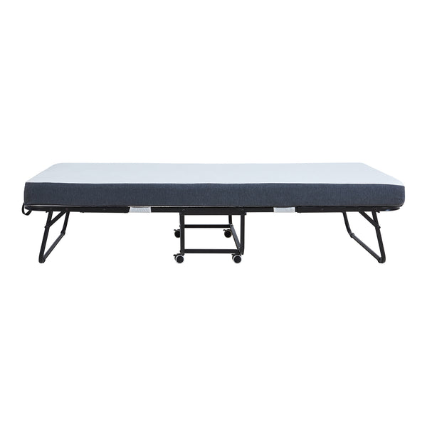 Metalowe łóżko składane Borjavle z materacem 200x90cm czarne [en.casa]