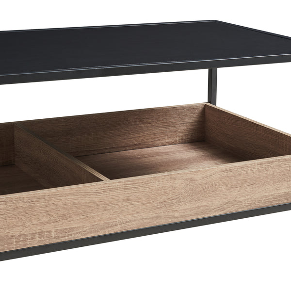 Stolik kawowy Belana 100x48x39 cm czarny/dębowy [en.casa]