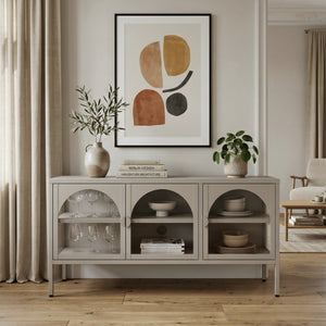 Witryna-komoda Klippestad stal 118x35x55 cm kolor wielbłądzi [en.casa]