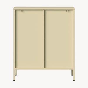 Witryna-komoda Klippestad stal 95x80x35 cm kolor wielbłądzi [en.casa]