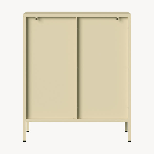 Witryna-komoda Klippestad stal 95x80x35 cm kolor wielbłądzi [en.casa]