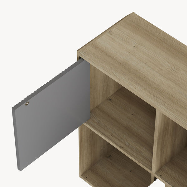 Sideboard Trömi 75x120x30 cm dąb optyka/szary [en.casa]