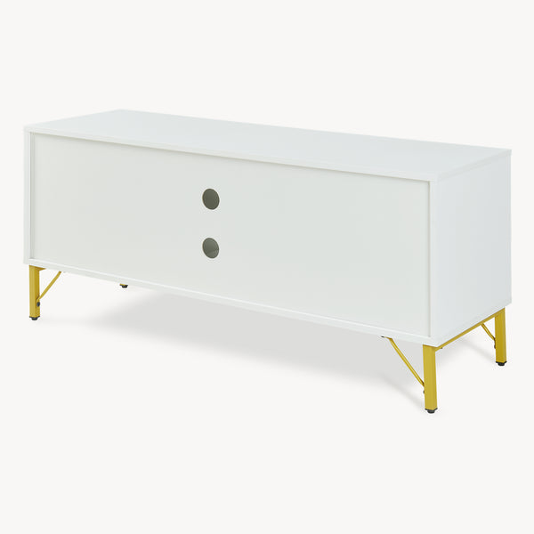 Szafka RTV Reyri 120x39x52 cm Biała/Złota [en.casa]