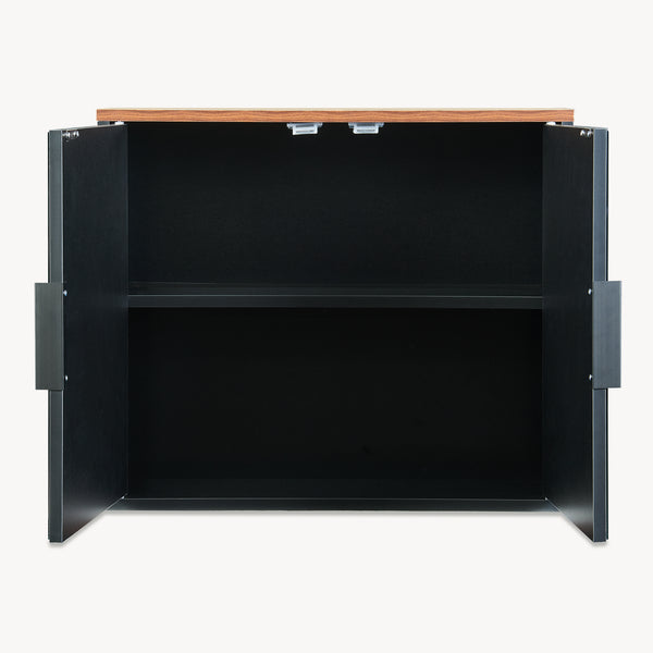 Szafka z lustrem Trond 50x60x15 cm Czarny/Orzechowy wygląd [en.casa]