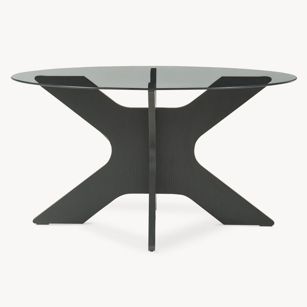 Stolik kawowy Imi z szklanym blatem Ø70x35 cm Czarny/Szary [en.casa]